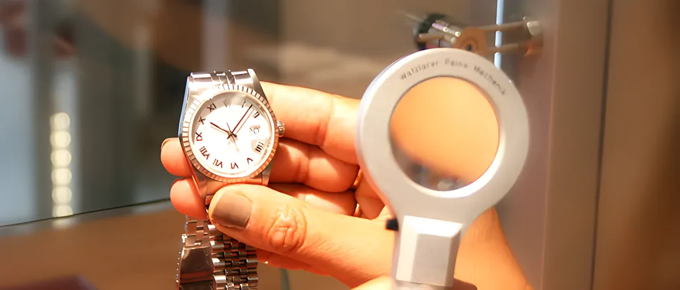 Bewertung einer Uhr mit der Lupe